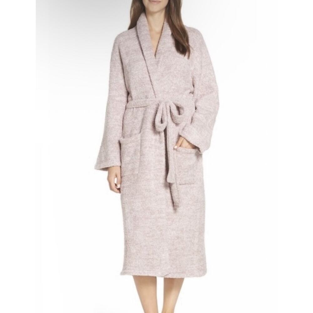 Barefoot Dreams Heathered Almond Plush Robe Shawl Collar Sleepwear Size 1/Small